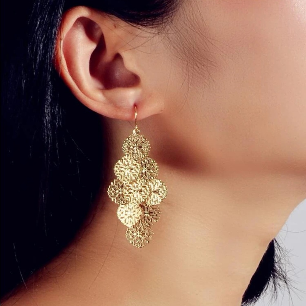 🎉 New Medallion Gold Plated Dangle Earrings